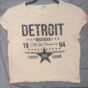 Fashion Nova Cream Graphic Crop Top